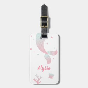 Pink Blue Ombre Mermaid Tail Girls Luggage Tag