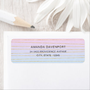 Pink Blue Ombre with Gold Lines Address