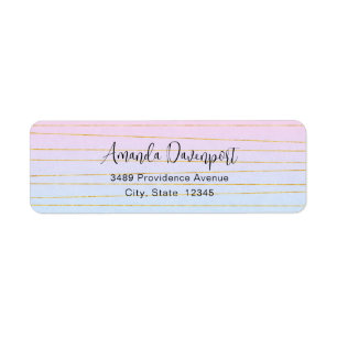 Pink Blue Ombre with Gold Lines Address