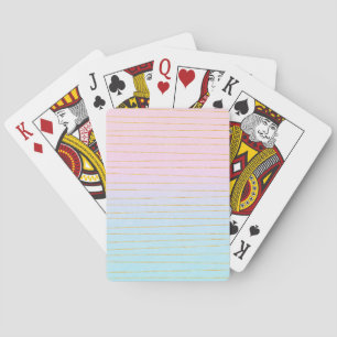 Pink Blue Ombre with Gold Lines Playing Cards