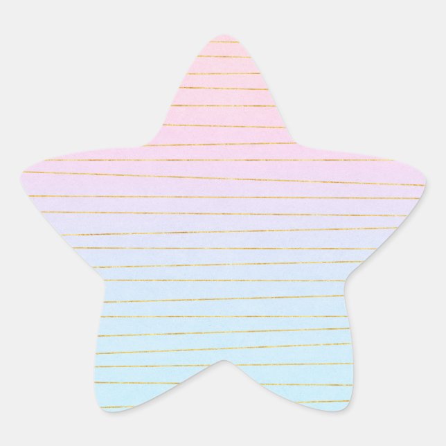  Pink Blue Ombre with Gold Lines Star Sticker (Front)