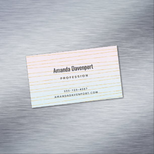 Pink Blue Ombre with Thin Gold Lines Magnetic Business Card