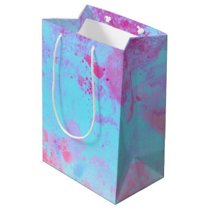 Pink Blue Paint Splash Abstract Stylish Medium Gift Bag