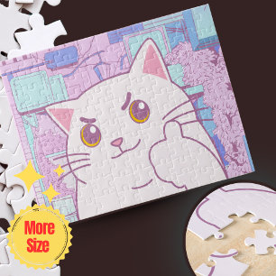 Pink & Blue Pastel Cat Jigsaw Puzzle 🧩 Gift