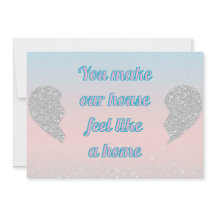 Pink Blue Pastel Glitter Heart Valentines Day Card