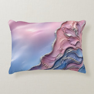 Pink Blue Pastel Marble Soft Feminine Decor Decorative Cushion