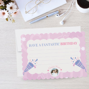 Pink & Blue Pastel Photo for Kids Greeting Card