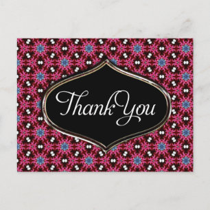 Pink Blue Pattern Thank You Postcard