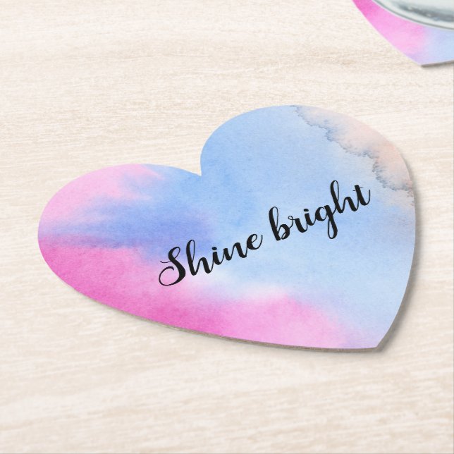 Pink Blue Peach Tie dye Paper Coaster (Angled)