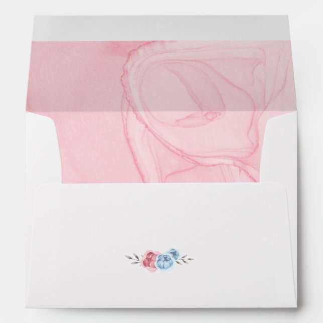 Pink Blue Peonies Return Address Envelope (Back (Bottom))