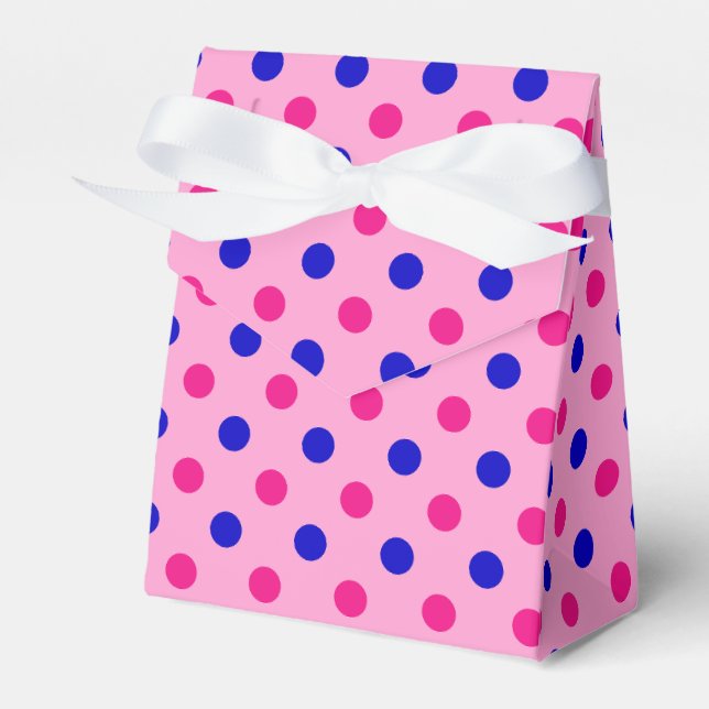 Pink Blue Pink Polka Dot Pattern Favour Box (Front Side)