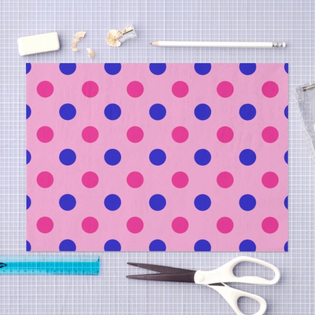 Pink Blue Pink Polka Dot Pattern Tissue Paper (Craft)
