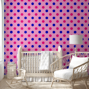 Pink Blue Pink Polka Dot Pattern Wallpaper