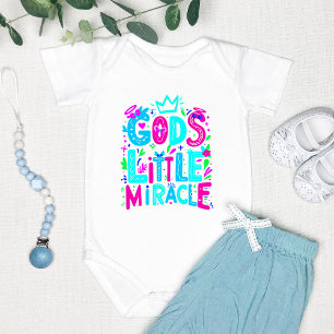 Pink & Blue Playful "God's Little Miracle" Baby Bodysuit