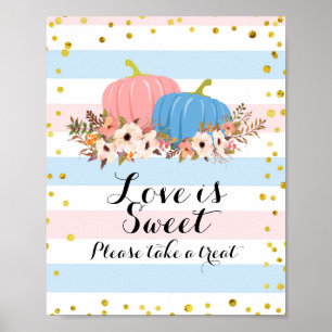 Pink & Blue Pumpkin Love is Sweet Sign