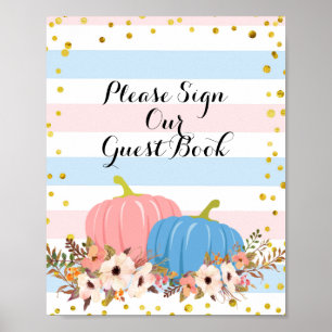 Pink & Blue Pumpkin Please Sign our Guest