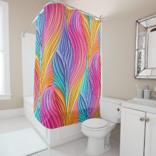 Pink Blue Purple Abstract Design Colourful Pastel Shower Curtain