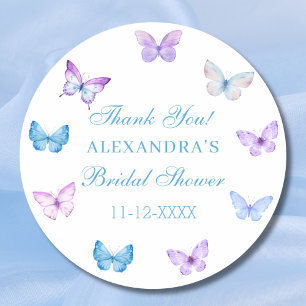 Pink Blue Purple Butterfly Bridal Shower Thank You Classic Round Sticker