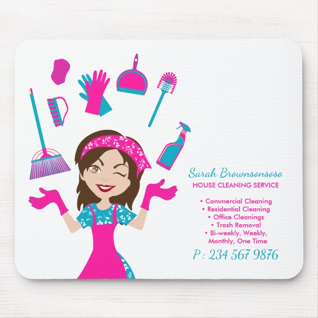 Pink Blue Purple Cartoon House Mouse Mat (Front)