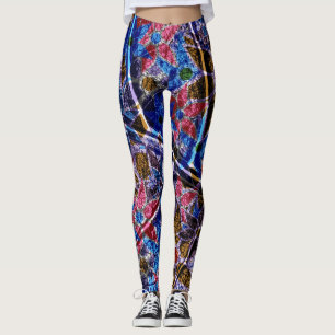 Pink Blue Purple Floral #5 Leggings