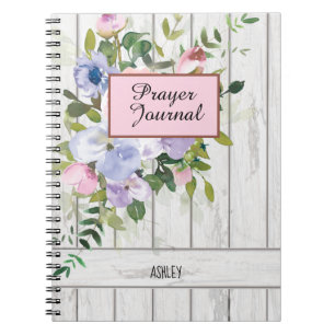 Pink Blue Purple Floral Wood Name Prayer Journal