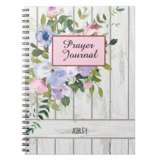 Pink Blue Purple Floral Wood Name Prayer Journal