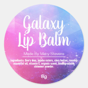 Pink Blue Purple Galaxy Coloured Lip Balm Labels
