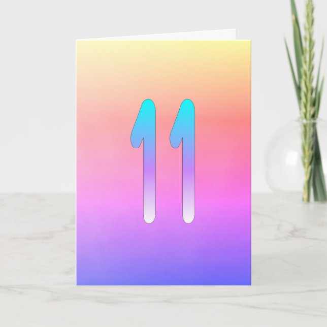 Pink Blue Purple Gradient 11th Birthday Card (Front)