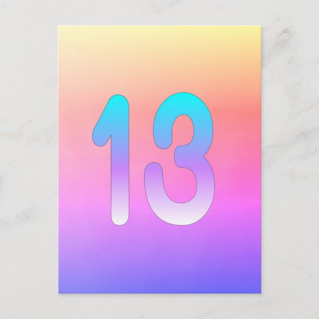 Pink Blue Purple Gradient 13th Birthday Postcard (Front)