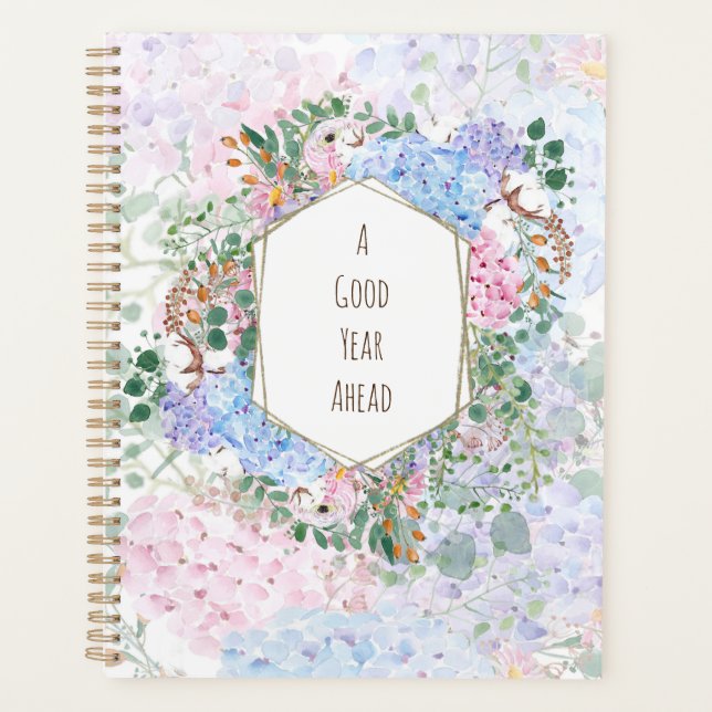 pink blue purple hydrangea arrangement pattern  planner (Front)