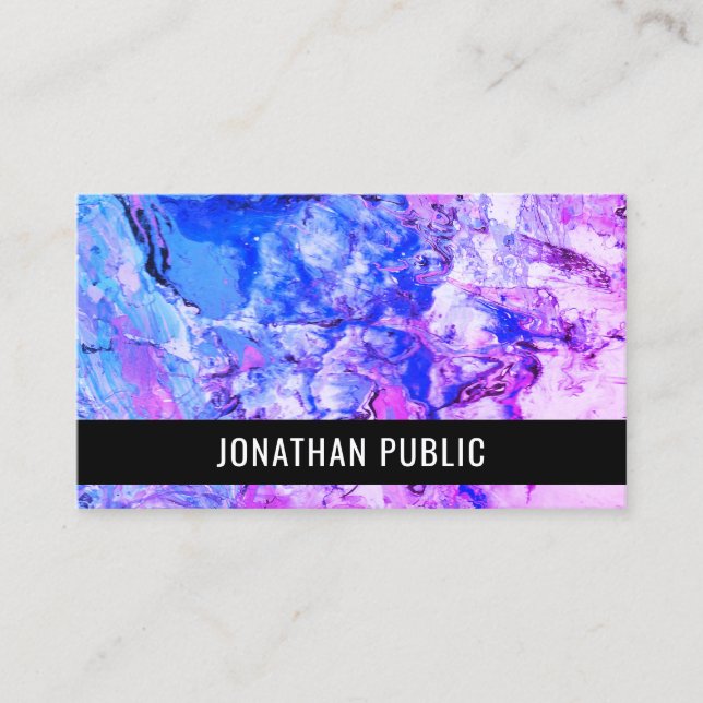 Pink Blue Purple Modern Abstract Art Elegant Business Card (Front)