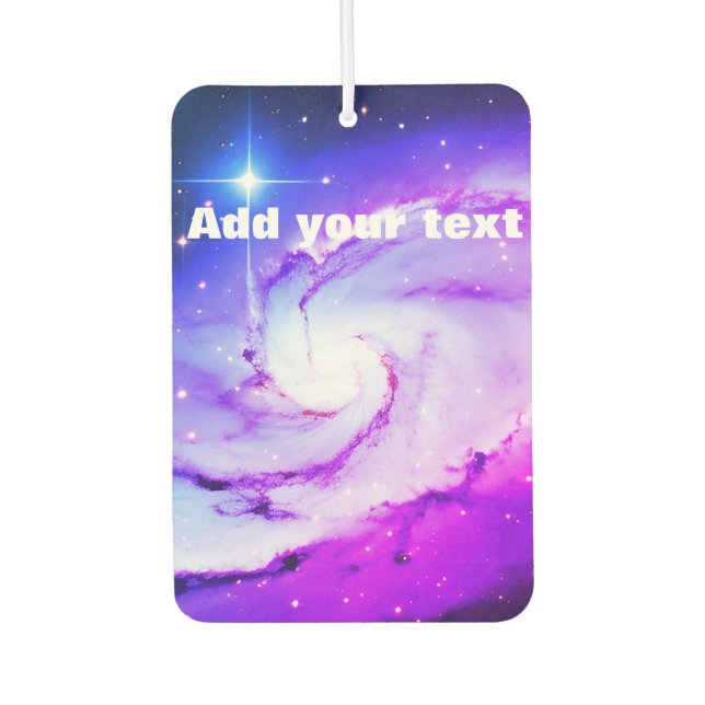 Pink blue purple Nebula galaxy add your text name Car Air Freshener (Front)