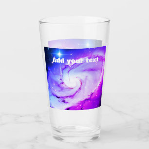 Pink blue purple Nebula galaxy add your text name Glass