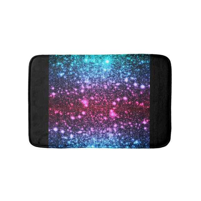 Pink Blue Purple Sparkle Galaxy Print Bath Mat (Front)