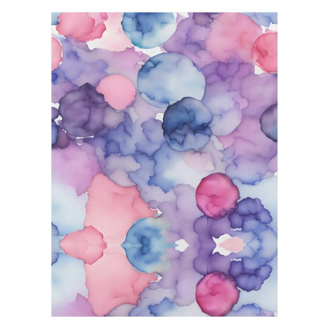 Pink Blue Purple Watercolo Fusion splash art  Tablecloth (Front)