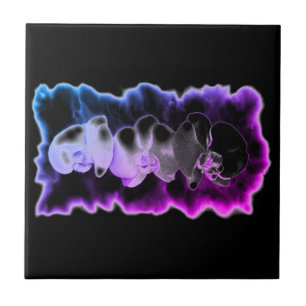 Pink Blue purple watercolor Orchids Pattern Tile