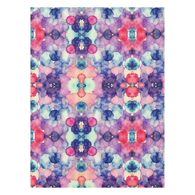 Pink Blue Purple Watercolor paint Fusion  Tablecloth (Front)