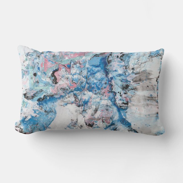 Pink Blue Purple White Colours Abstract Template Lumbar Cushion (Front)