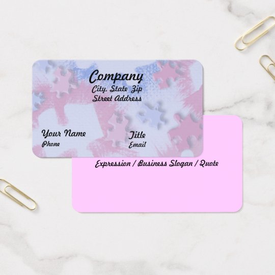 Pink & Blue Puzzle Pieces Business Card