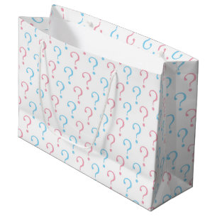 Pink blue question mark gender reveal party bag