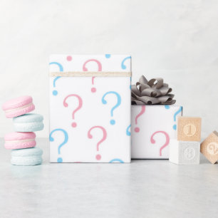 Pink blue Question mark gender reveal wrap Wrapping Paper