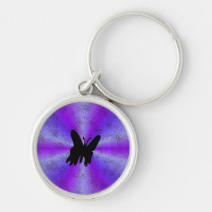 Pink Blue Rainbow in Elephant Skin Leather Optik Key Ring
