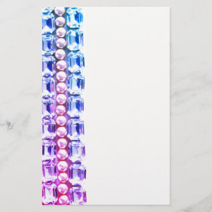 Pink & blue Rhinestones and pearls Stationery