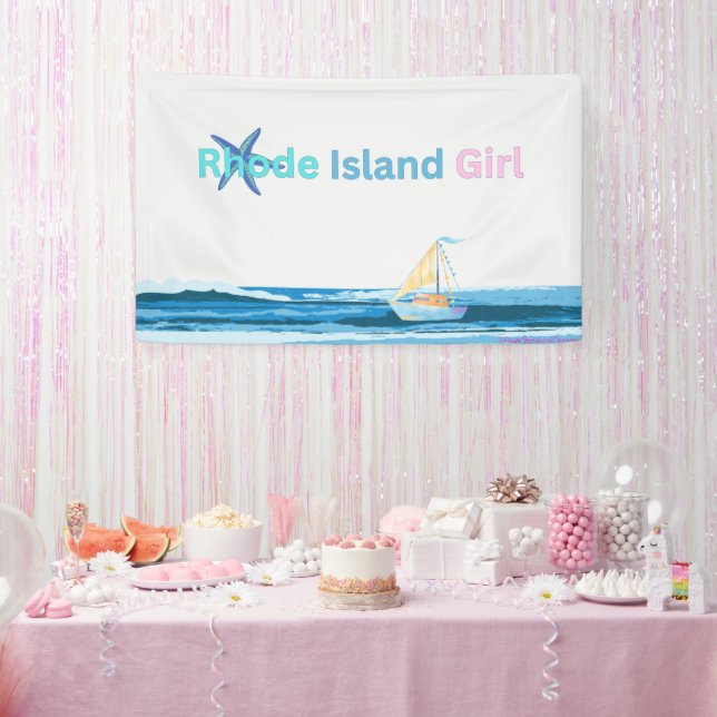Pink Blue Rhode Island Ocean Sea Banner (Party)