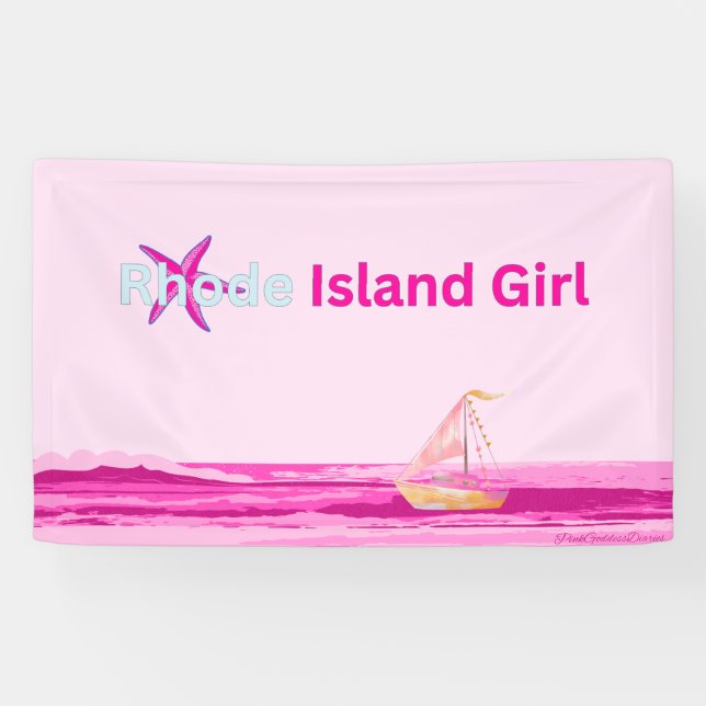Pink Blue Rhode Island Ocean Sea Banner (Horizontal)