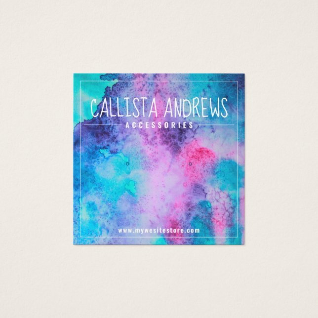 Pink Blue Salty Watercolor Earring Display Card (Front)