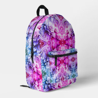 Pink Blue Sculpted Rose Optical Illusion Boutique Printed Backpack