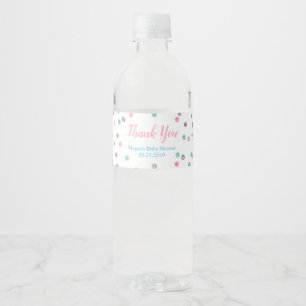 Pink Blue Silver Baby Shower Water Bottle Label