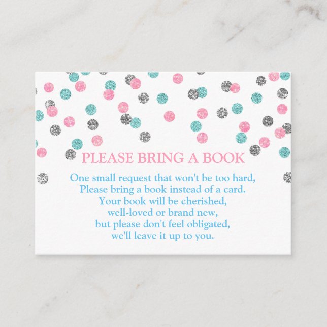 Pink Blue Silver Dots Book Request Card (Front)