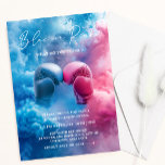 Pink Blue Smoke Boxing Glove Sport Gender Reveal Invitation<br><div class="desc">A Boxing Sport themed Baby Gender Reveal invitation. The editable invite template features blue and pink boxing gloves surrounded by smoke. The white typography text reads Blue or Pink,  what do you think ? Personalise by editing the digital or printed invitation with your event details.</div>